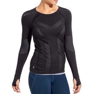 Athleta  Swiftly Stretch Burpee Laser Cut Long Sleeve Running Top Layered Small